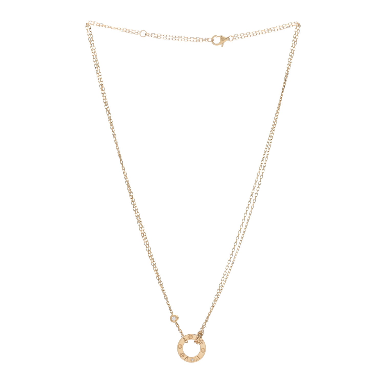 Cartier 18K Yellow Gold 2 Diamond LOVE Necklace 2 of 4