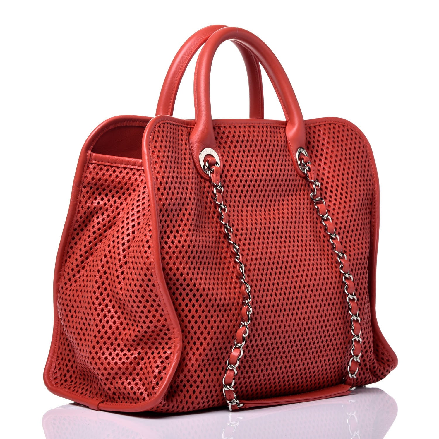 Chanel Calfskin Perforated Up In The Air Tote Red 4 of 10