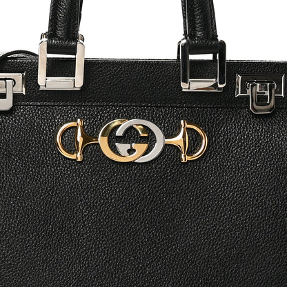 Gucci Grainy Calfskin Small Zumi Top Handle Bag Black 8 of 10