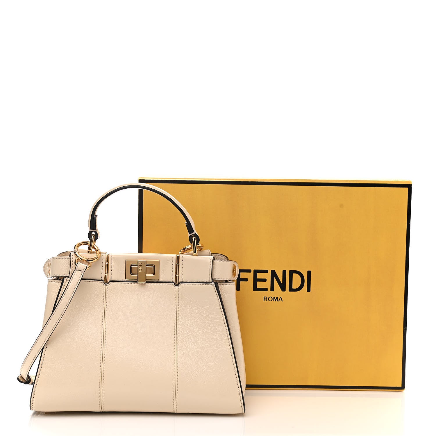 Fendi Agnello Old Shine Mini Peekaboo Iconic Satchel Camelia 11 of 11
