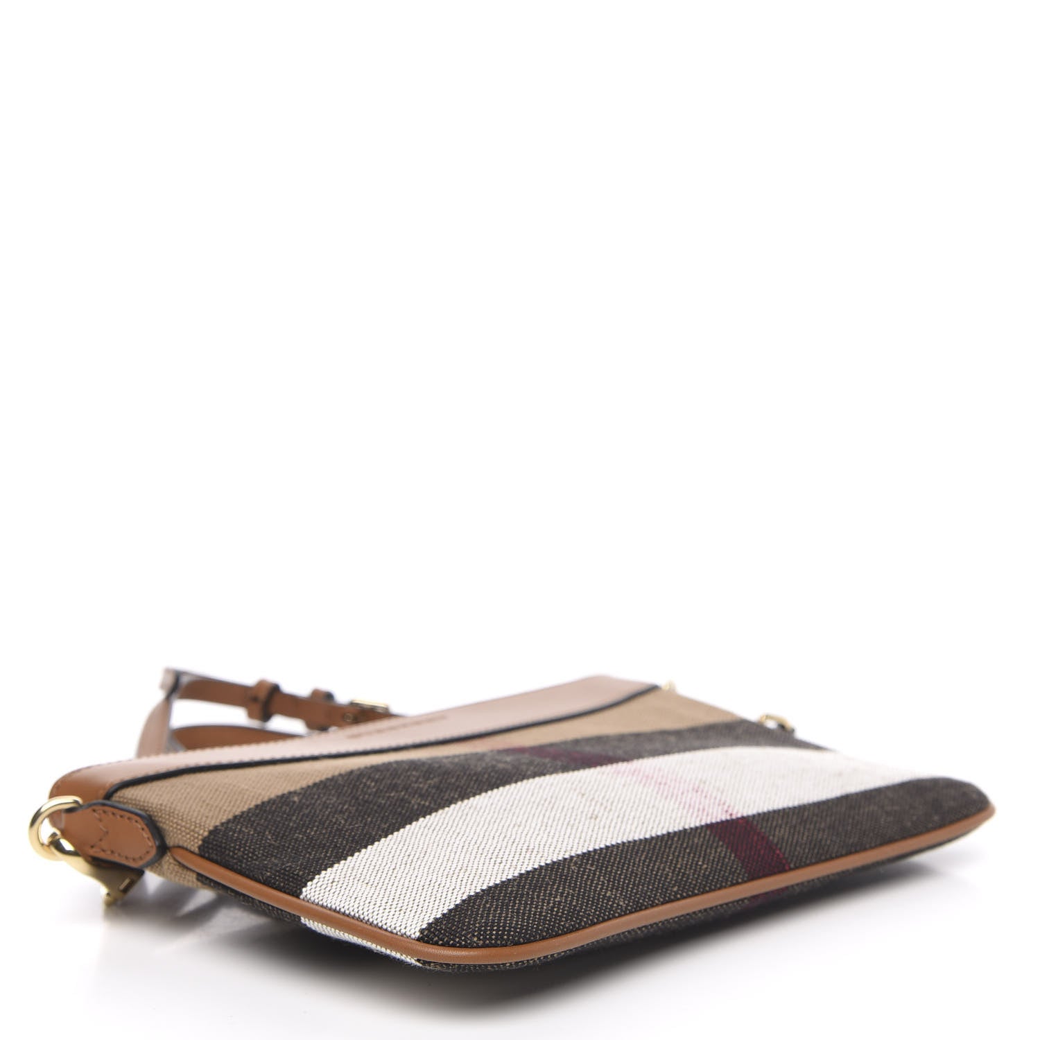 Burberry Mega Check Peyton Crossbody Clutch Bag Saddle Brown 5 of 9