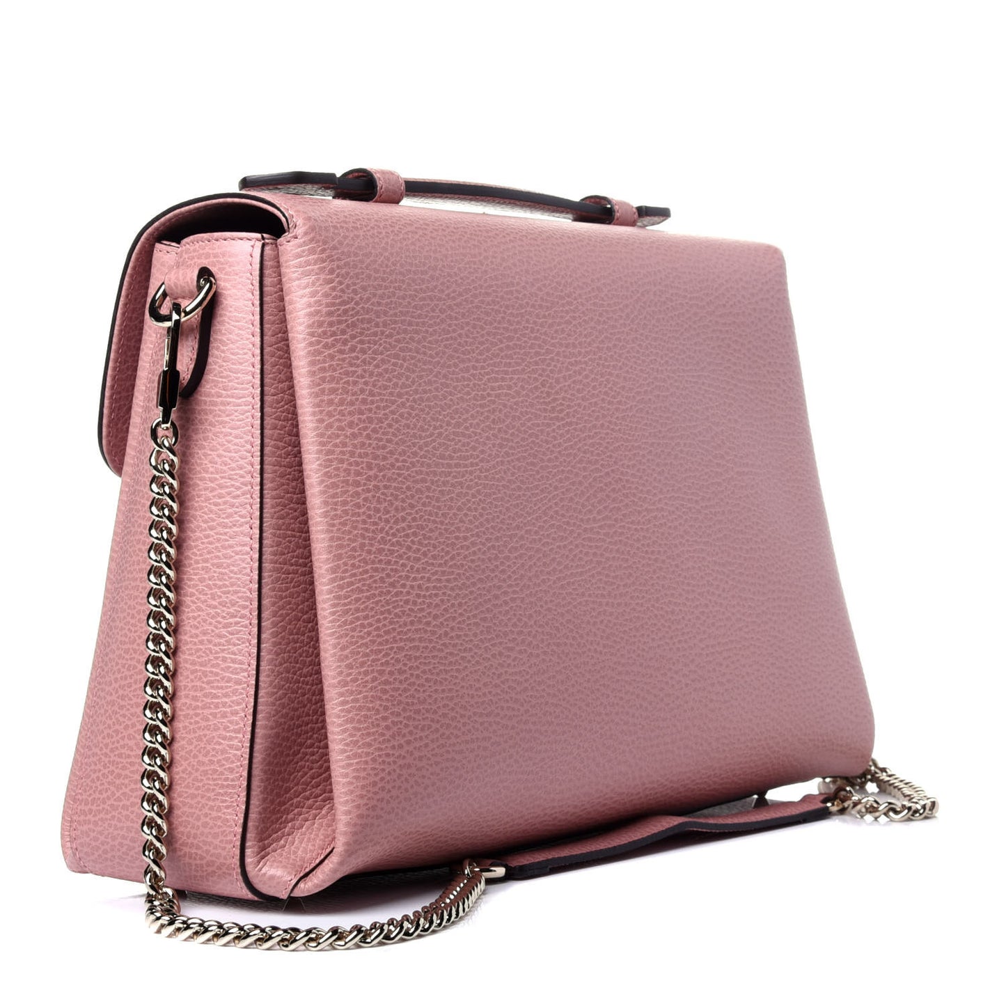 Dollar Calfskin Medium Interlocking G Top Handle Shoulder Bag Soft Pink