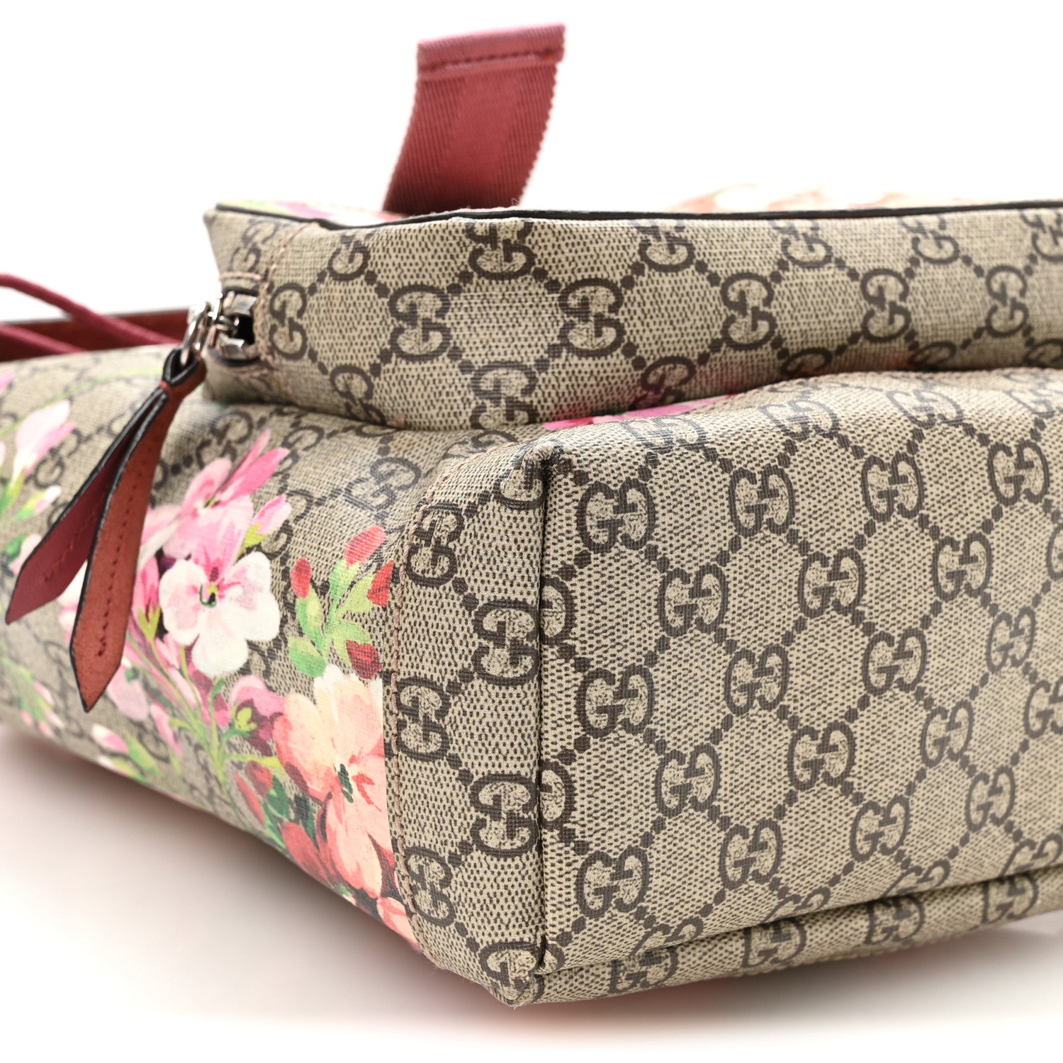 Gucci GG Supreme Monogram Blooms Small Single Buckle Backpack Beige Multicolor Dry Rose 8 of 9