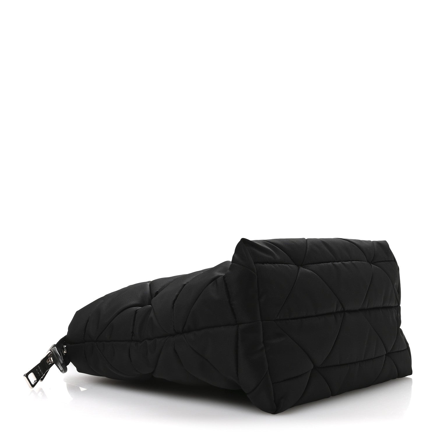 Prada Re-Nylon Nappa Triangle Quilted Padded Double Handled Zip Pocket Tote Black 4 of 13