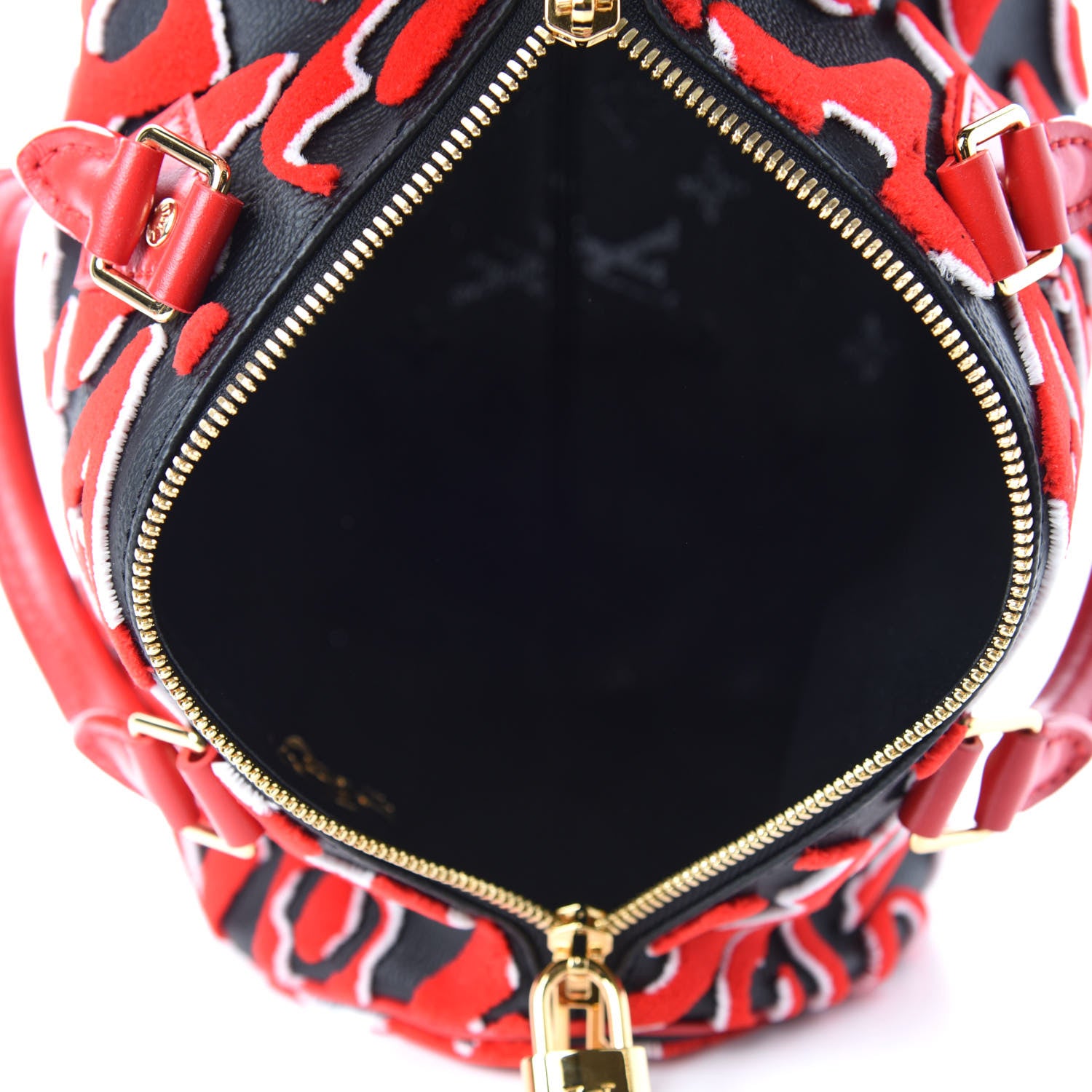 Louis Vuitton X UF Tufted Monogram Speedy Bandouliere 25 Black Red 5 of 10