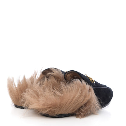 Gucci Velvet Fur Womens Princetown Slippers 39 Black 4 of 8