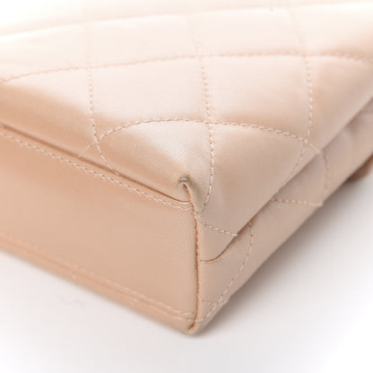 Chanel Iridescent Lambskin Quilted Round Handle Mini Flap Beige 11 of 14