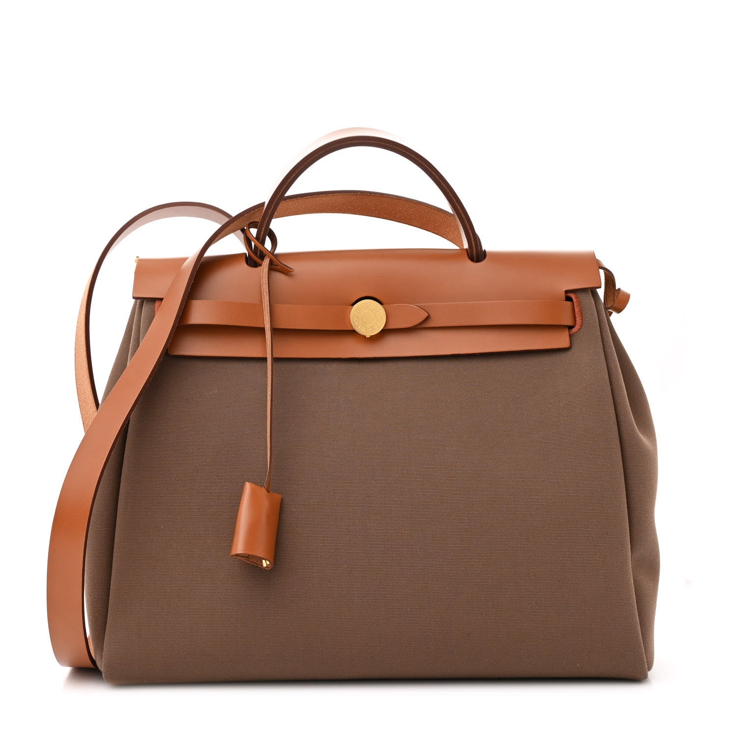 Hermes Military Toile Vache Hunter Herbag Zip Retourne 31 PM Etoupe Dune Fauve 1 of 12