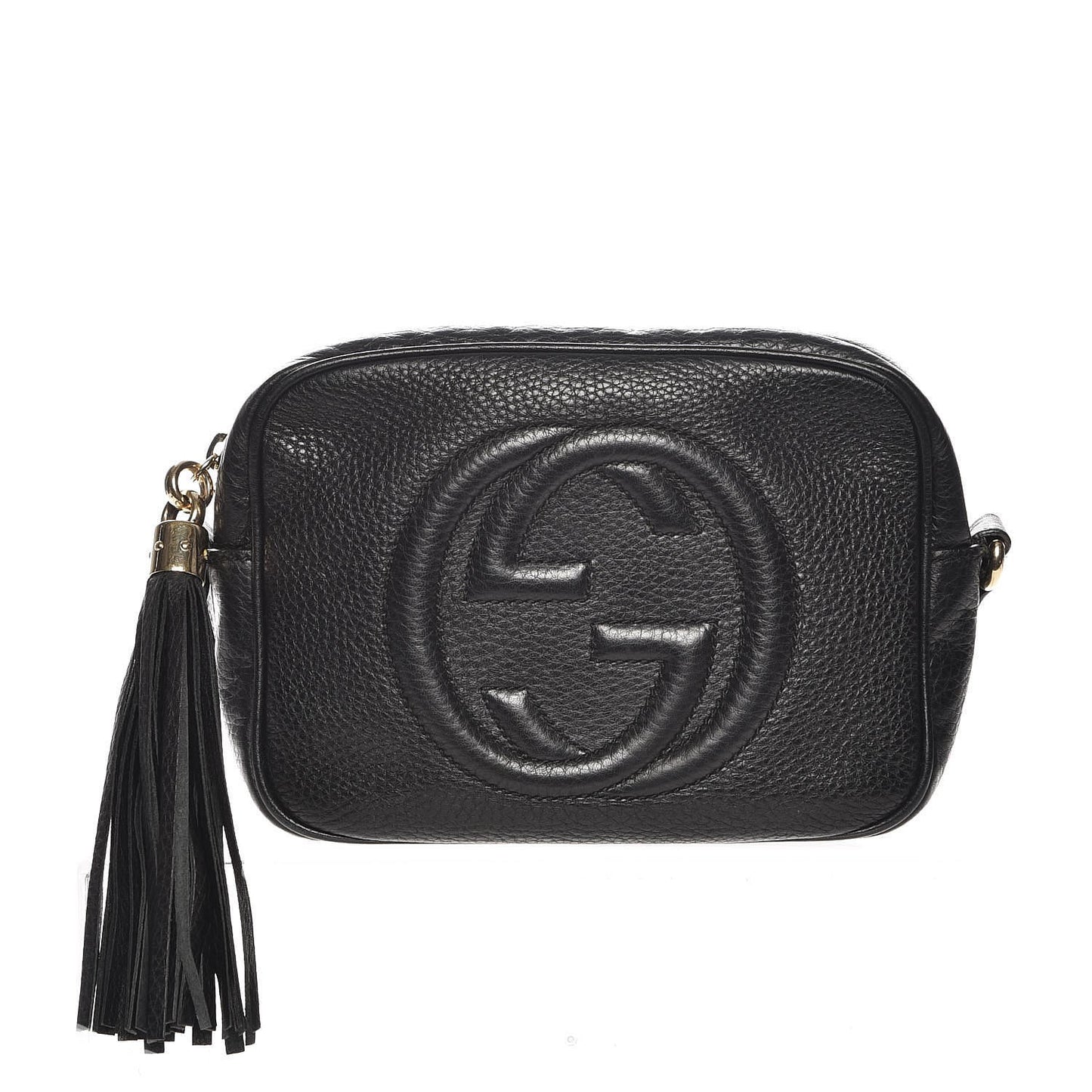 Pebbled Calfskin Small Soho Disco Bag Black