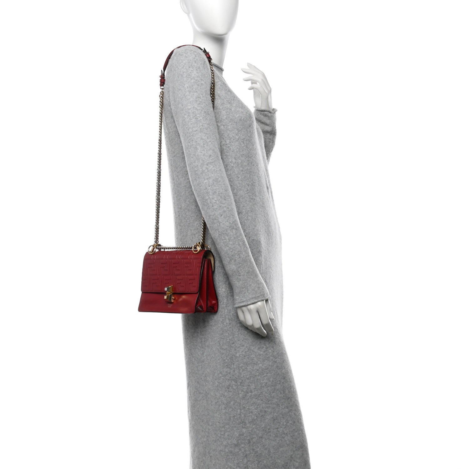 Fendi Vitello Liberty FF 1974 Embossed Small Kan I Shoulder Bag Fragola 2 of 14