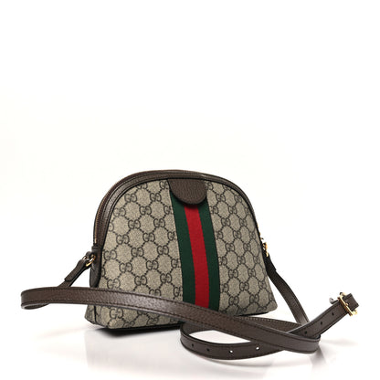 Gucci GG Supreme Monogram Textured Dollar Calfskin Web Small Ophidia Dome Shoulder Bag Beige Ebony New Acero 3 of 10