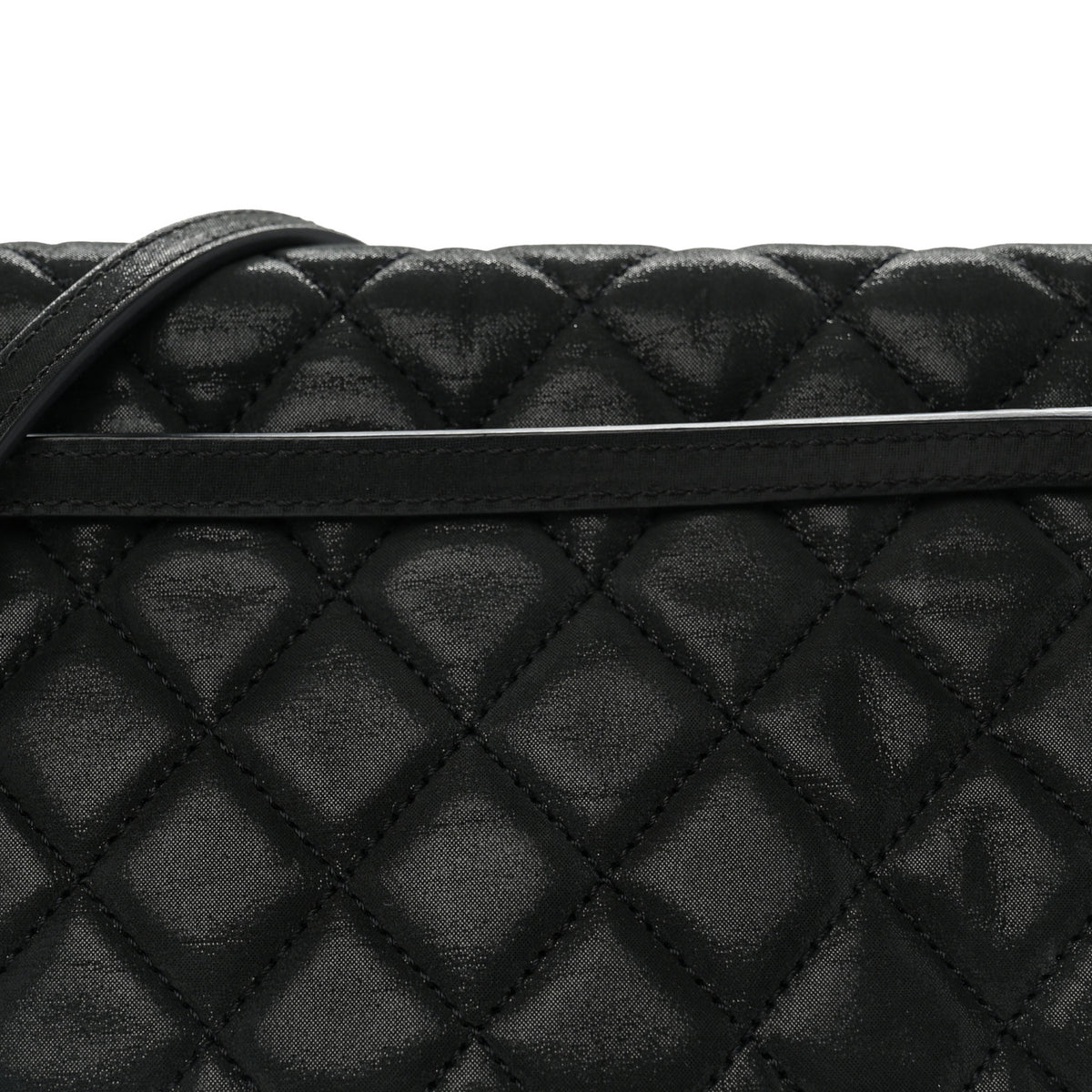 Iridescent Calfskin Quilted East West Flap Black