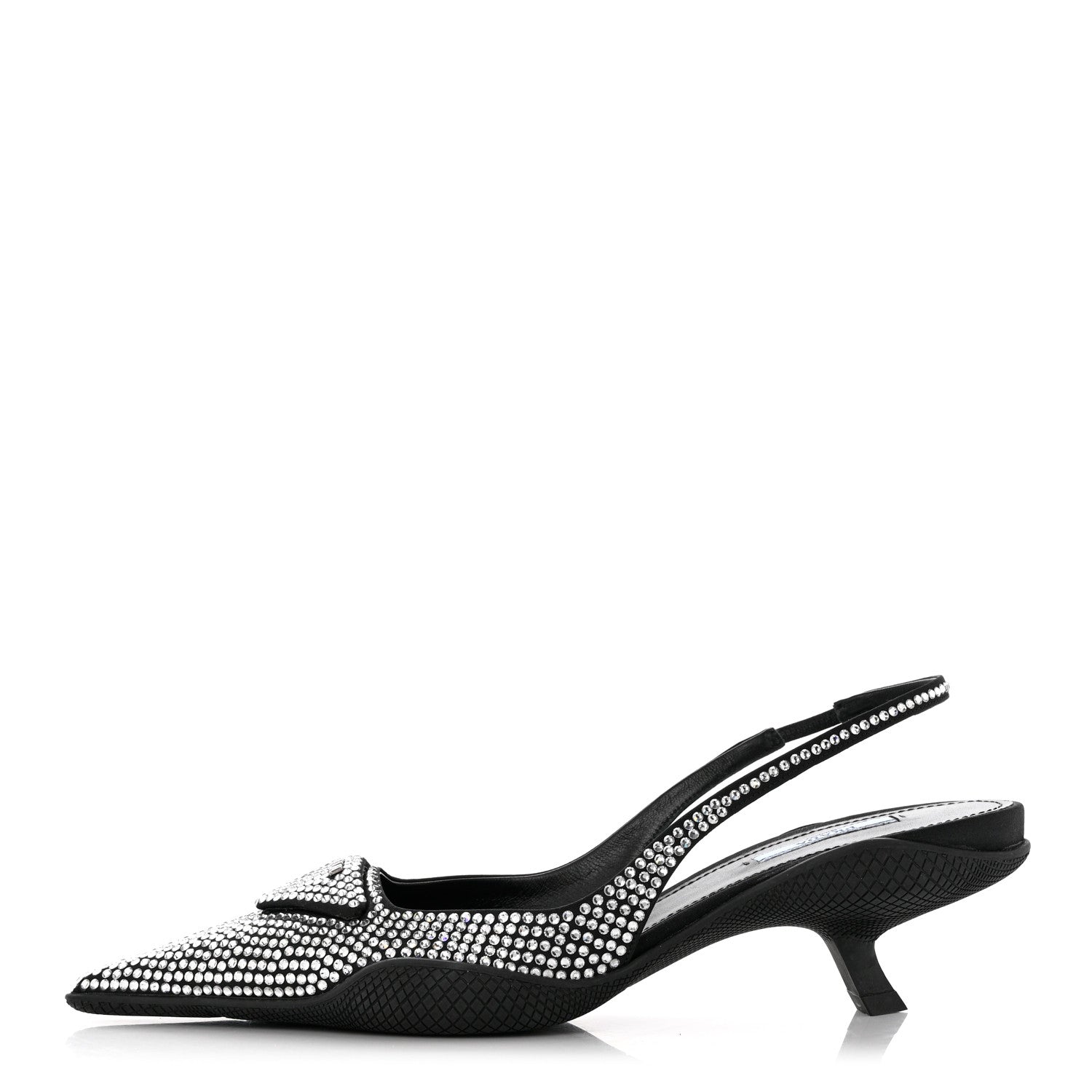 Prada Satin Crystal Logo 45mm Slingback Pumps 39.5 Cristal 1 of 9