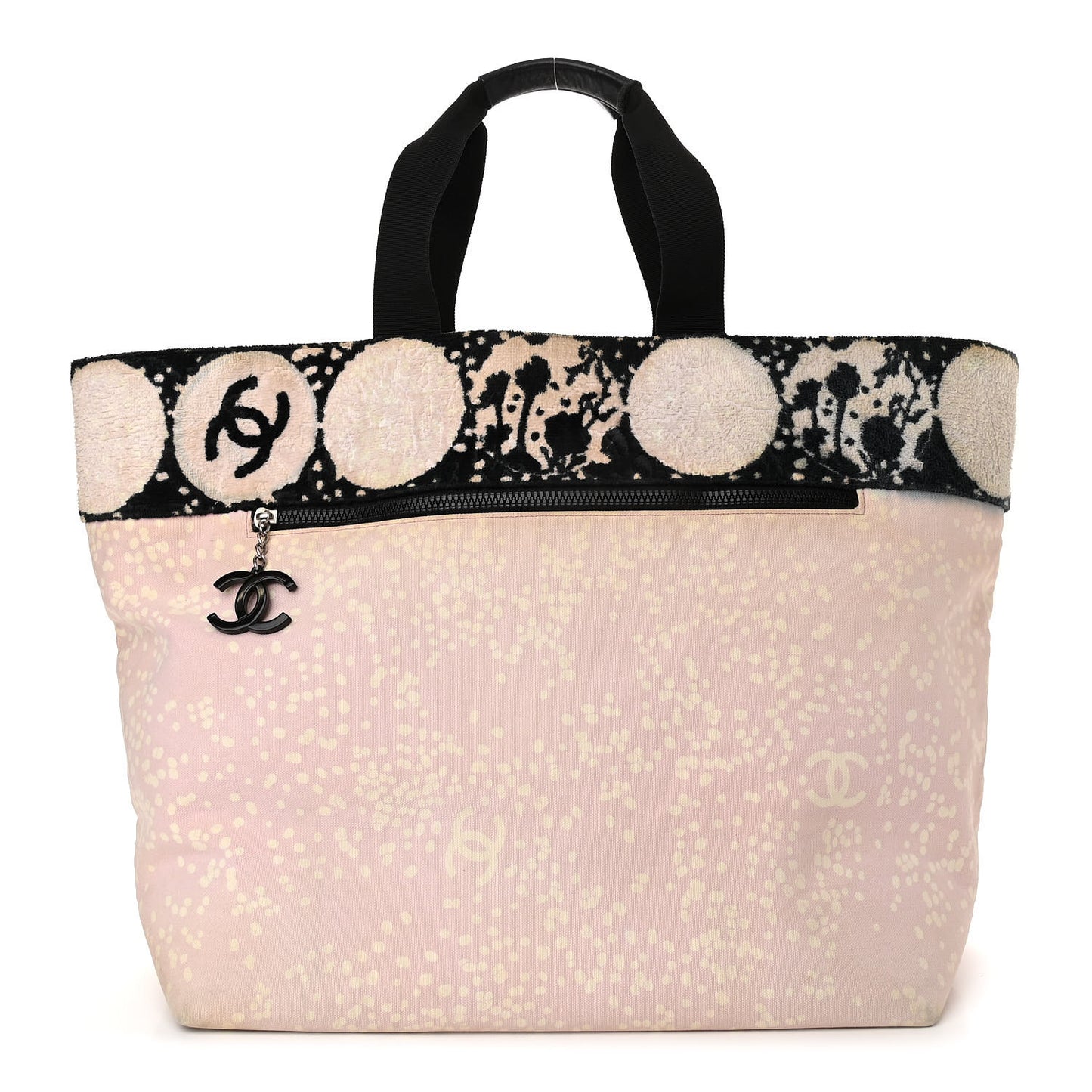 Terry Cotton Canvas Printed Large CC Tote Pale Pink