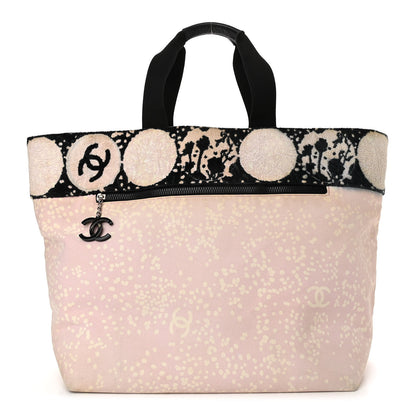 Chanel Terry Cotton Canvas Printed Large CC Tote Pale Pink 1 of 18