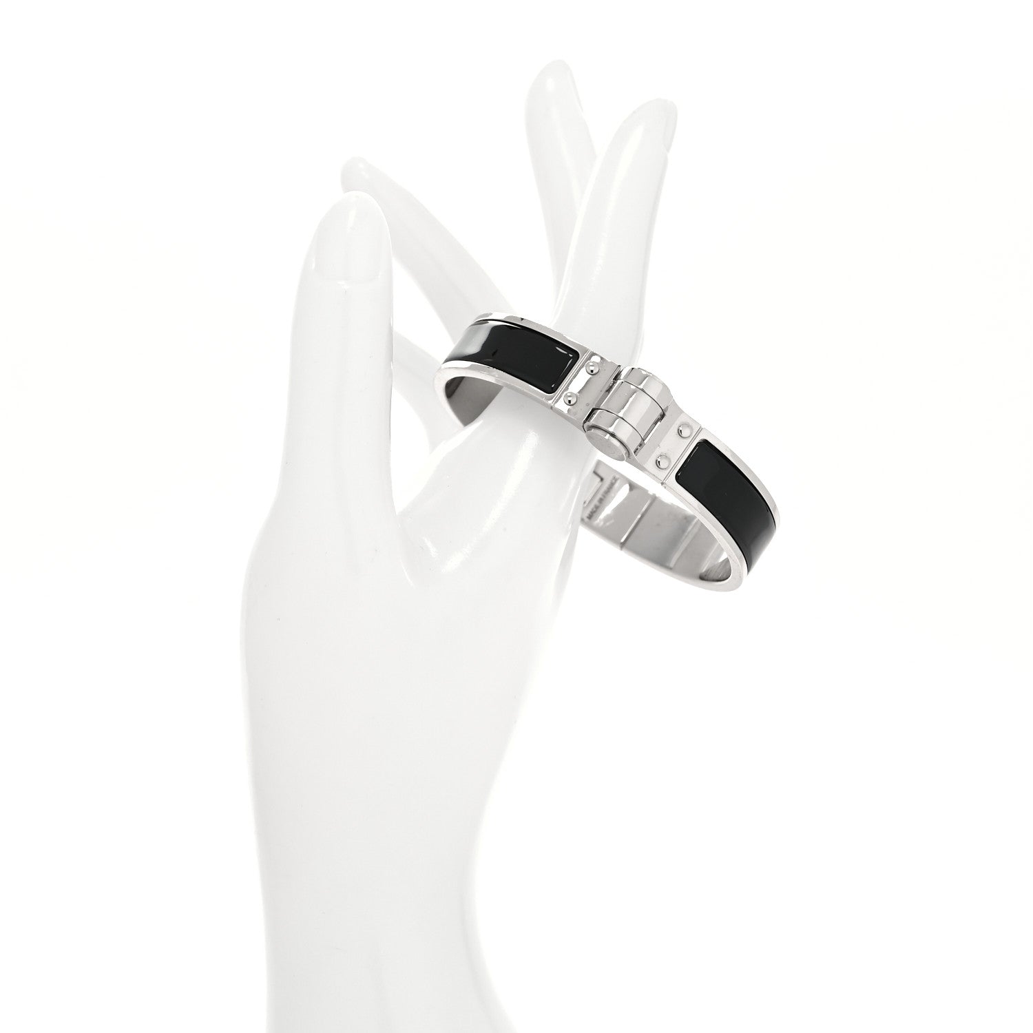 Hermes Enamel Charniere Uni Narrow Hinged Bracelet S Black 2 of 5