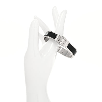 Hermes Enamel Charniere Uni Narrow Hinged Bracelet S Black 2 of 5