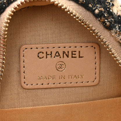 Chanel Wool Tweed Lambskin Quilted Chanel 19 Round Clutch With Chain and Coin Purse Beige Black 6 of 10