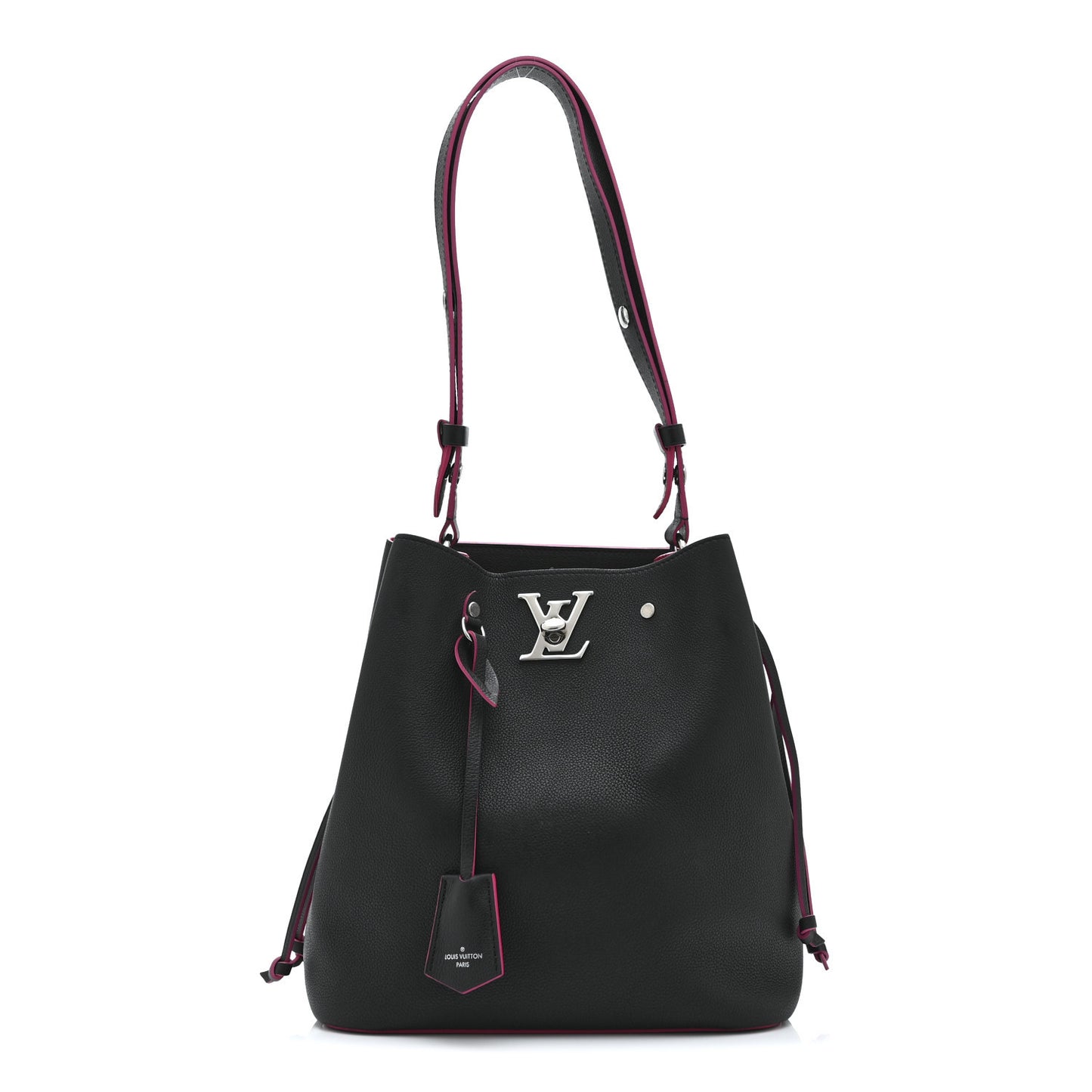 Calfskin Lockme Bucket Black