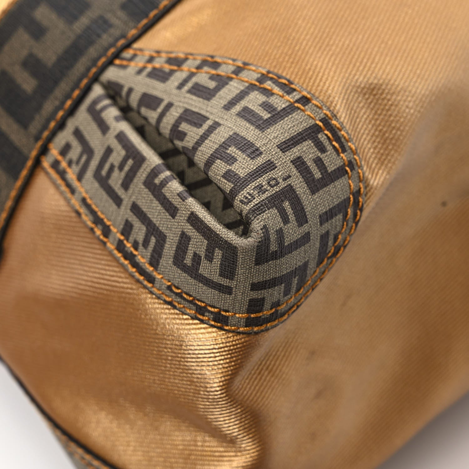 Fendi Zucca Zucchino Spalmati Large B Mix Gold Mogano Panna 10 of 12