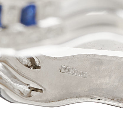 Damiani 18K White Gold Diamond Blue Sapphire Belle Epoque Band Ring 57 8 4 of 5