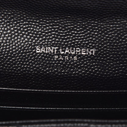 Saint Laurent Grain De Poudre Matelasse Chevron Small Monogram Envelope Wallet Black 6 of 12
