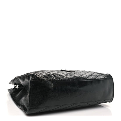 Saint Laurent Crinkled Calfskin Matelasse Monogram Large Niki Shopper Tote Black 4 of 11