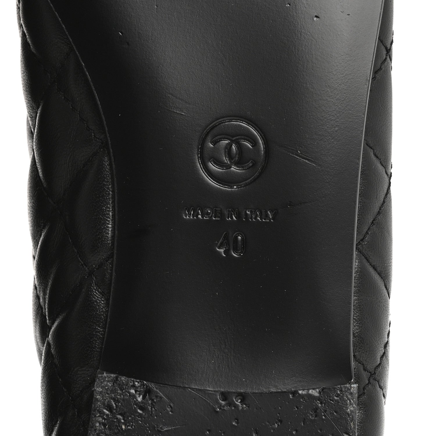 Chanel Aged Calfskin Quilted CC Cap Toe Ballerina Flats 40 Black 8 of 12