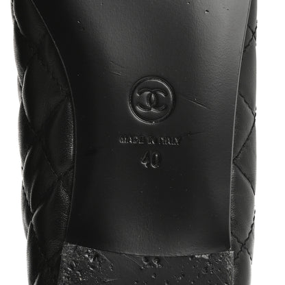 Chanel Aged Calfskin Quilted CC Cap Toe Ballerina Flats 40 Black 8 of 12