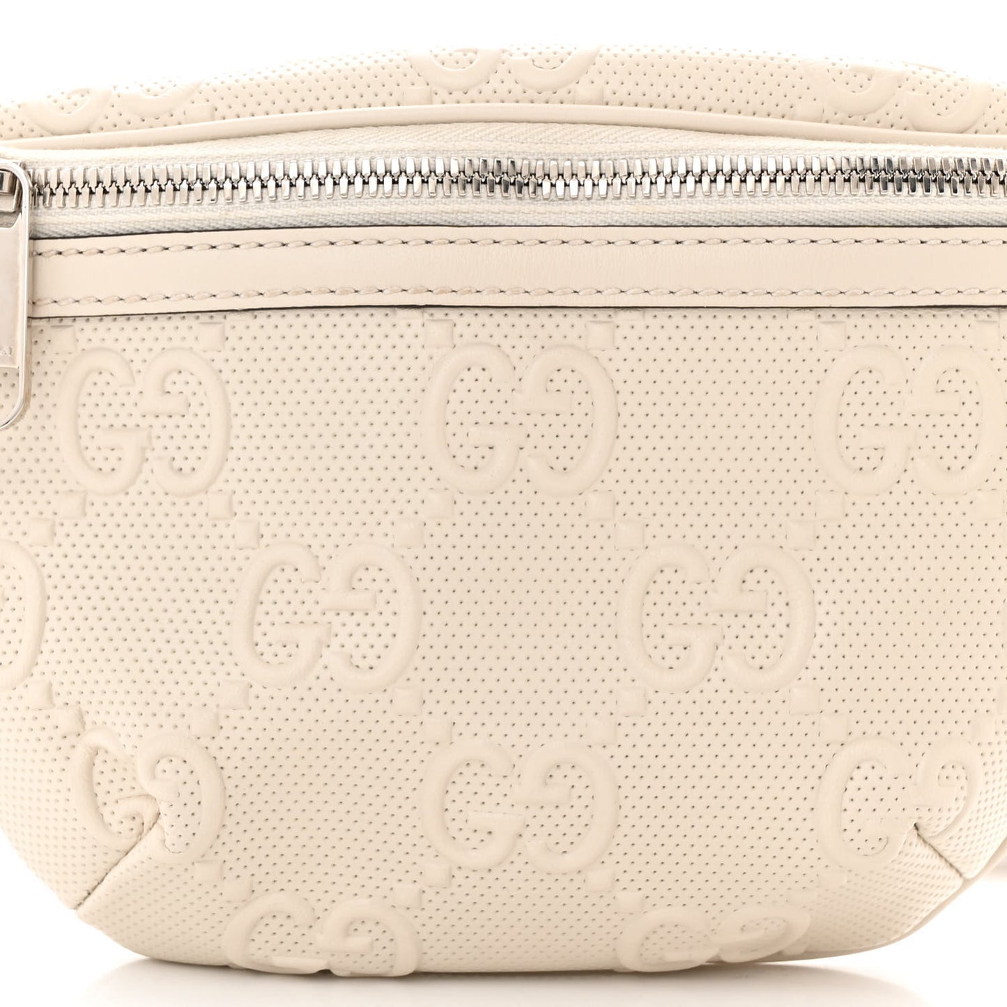 Calfskin GG Tennis Embossed Belt Bag Mystic White