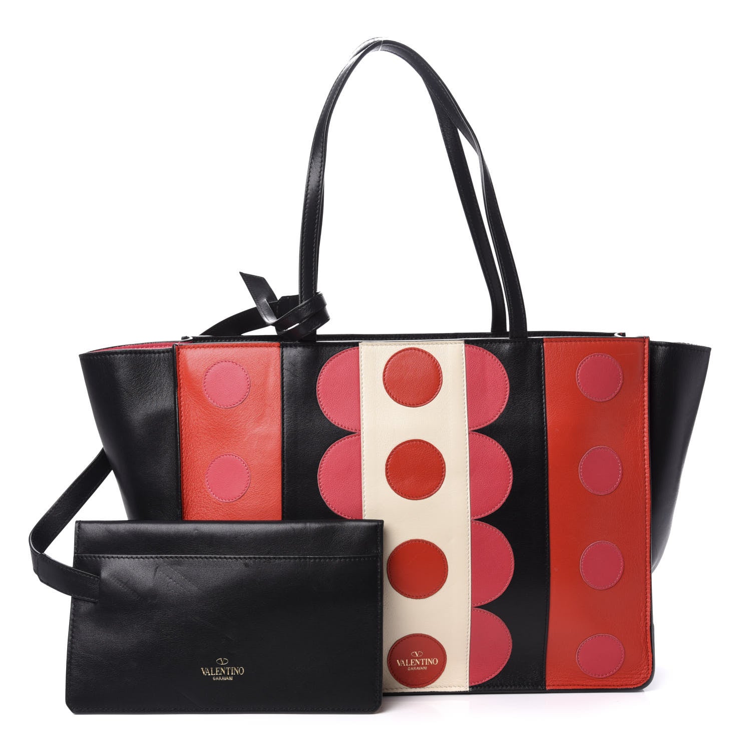 Valentino Garavani Calfskin Carmen Medium Tote Black Deep Rose 1 of 9