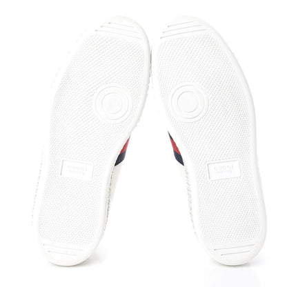 Gucci Calfskin Crystal Web Bee Embroidered Womens Ace Platform Sneakers 37.5 White 7 of 7