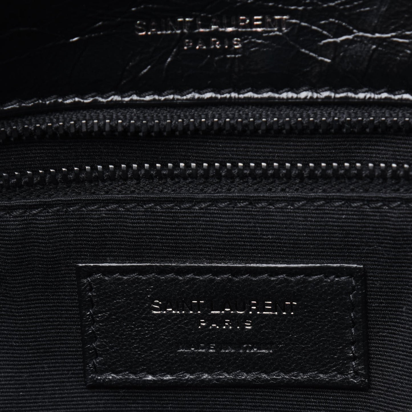 Crinkled Calfskin Matelasse Monogram Medium Niki Chain Satchel Black