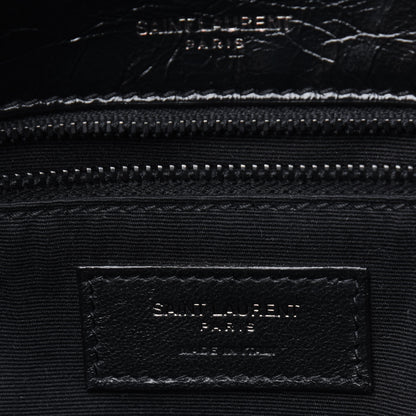 Saint Laurent Crinkled Calfskin Matelasse Monogram Medium Niki Chain Satchel Black 6 of 14