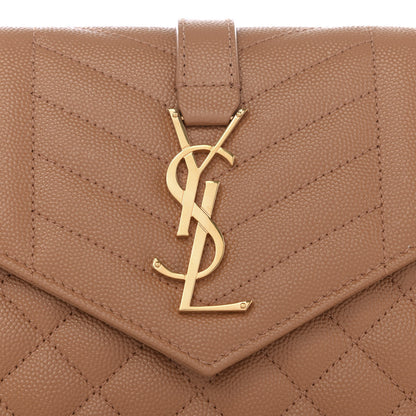 Saint Laurent Grain De Poudre Mixed Matelasse Triquilt Monogram Chain Wallet Dune 8 of 9