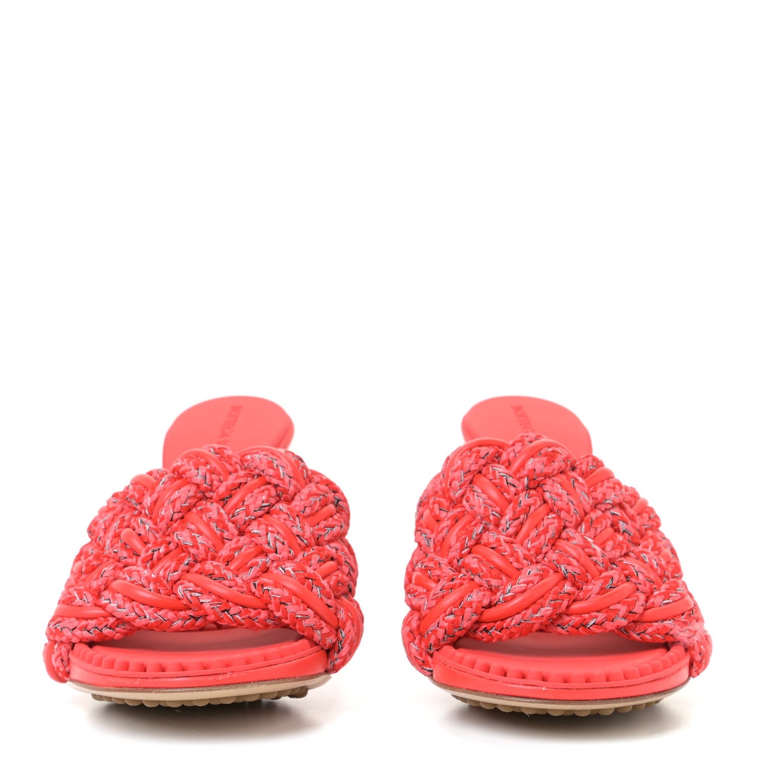 Bottega Veneta Lambskin Rope Woven Dot Sandals 38.5 Bubble Gum Tomato 6 of 14