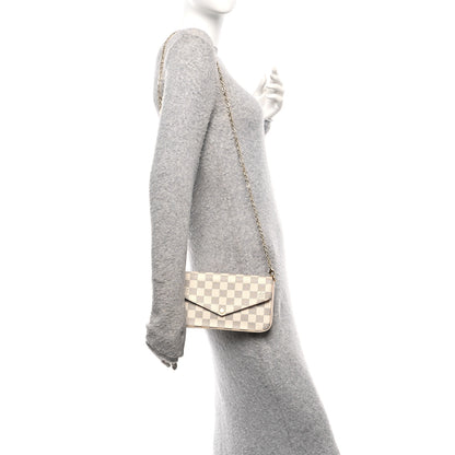 Louis Vuitton Damier Azur Pochette Felicie Chain Wallet Rose Ballerine 2 of 12