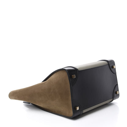 Celine Baby Grained Calfskin Suede Mini Tri-Color Luggage Stone 4 of 11