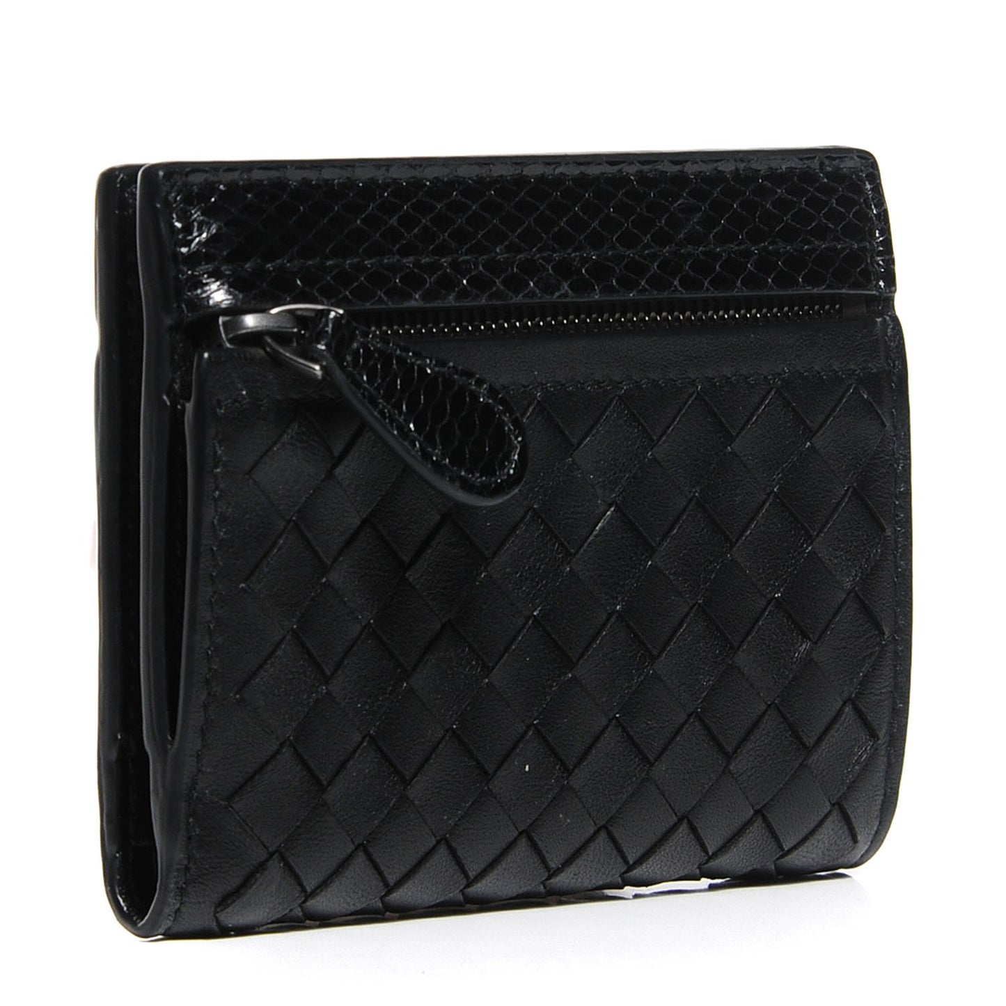 Nappa Intrecciato Ayers Trim Bi-Fold Wallet Nero Black