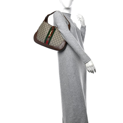 Gucci GG Supreme Monogram Azalea Calfskin Web Medium Jackie 1961 Hobo Beige Ebony Brown Sugar 2 of 13