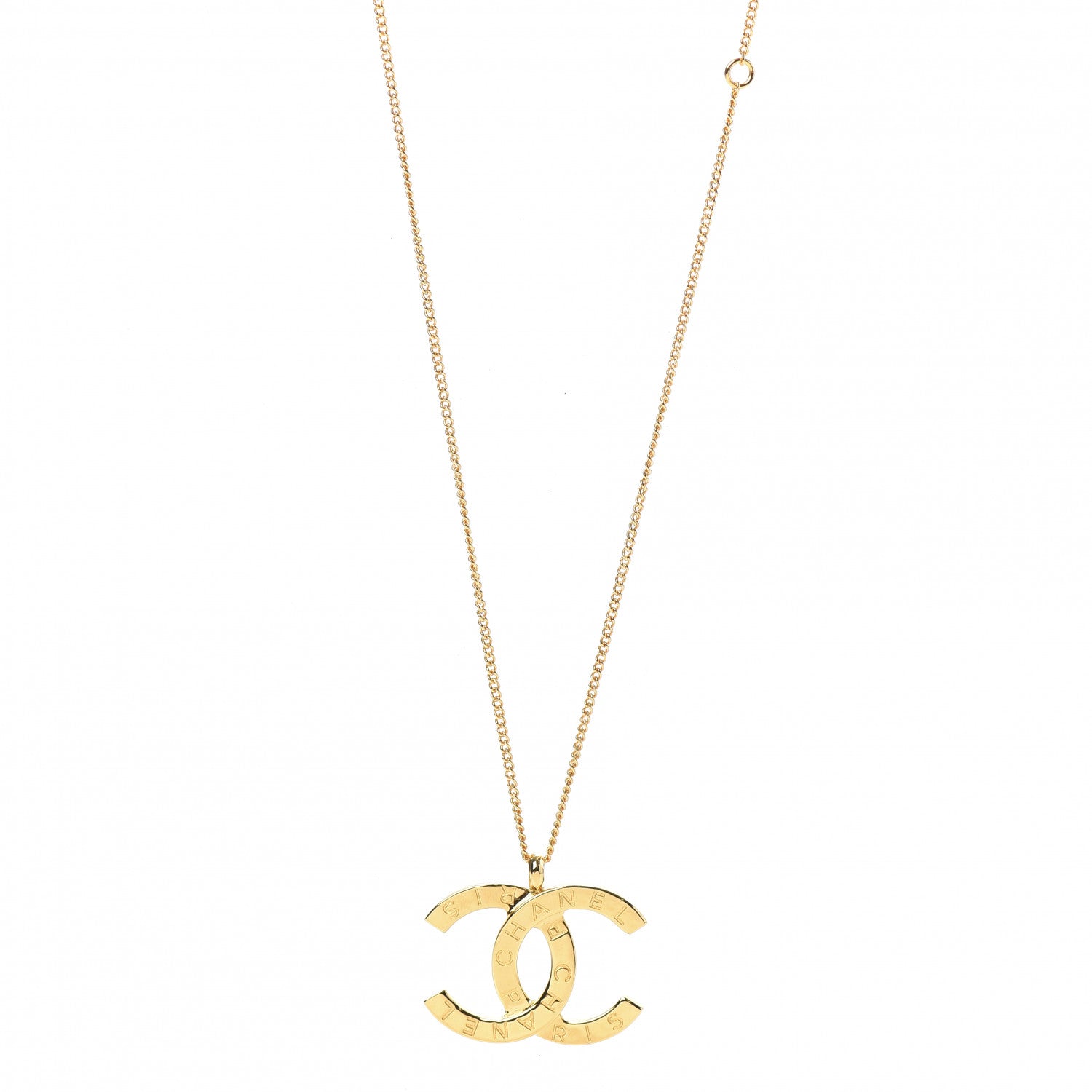 Chanel Metal CC Paris Button Necklace Gold 1 of 6