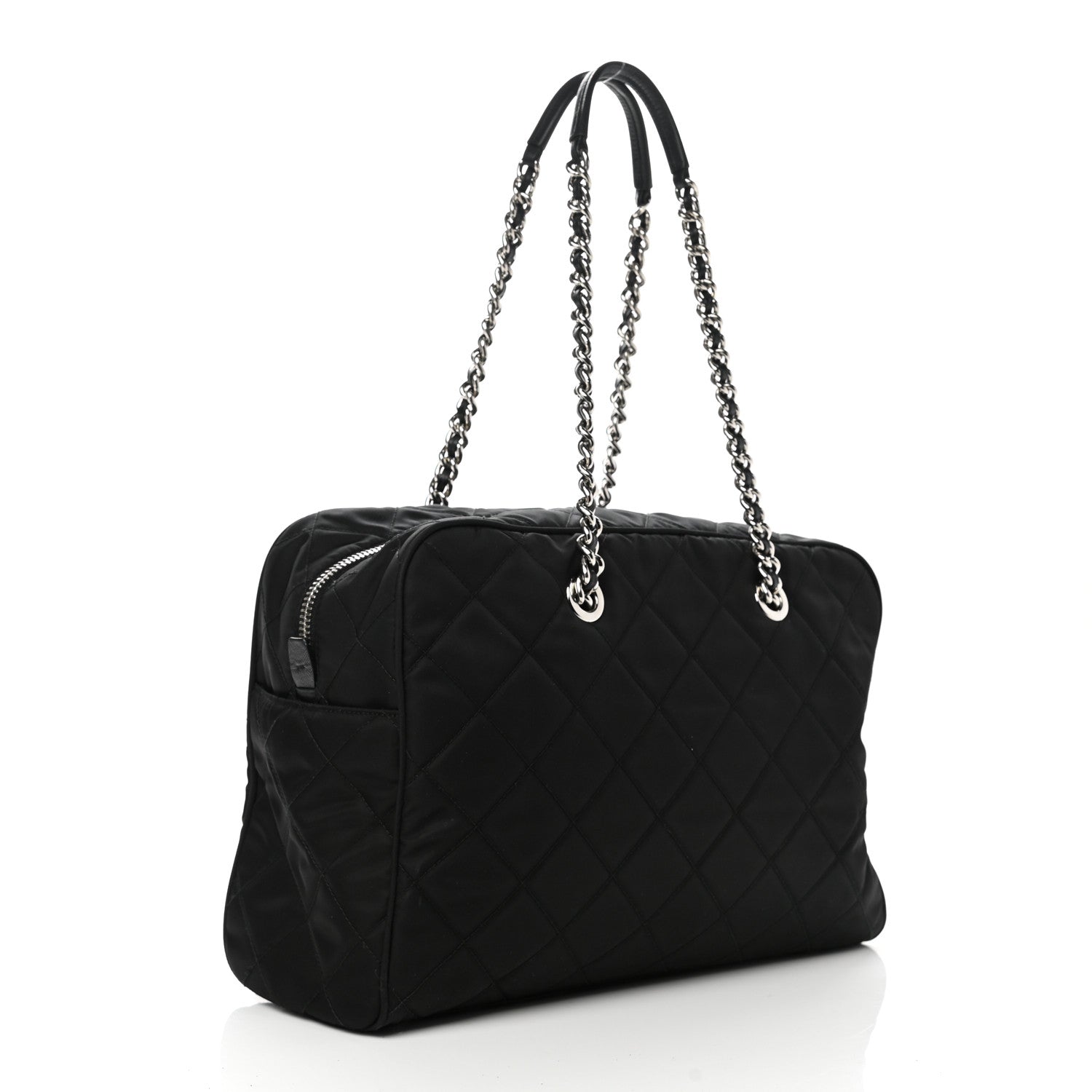 Prada Nylon Tessuto Impuntu Quilted Large Shoulder Bag Black 3 of 12