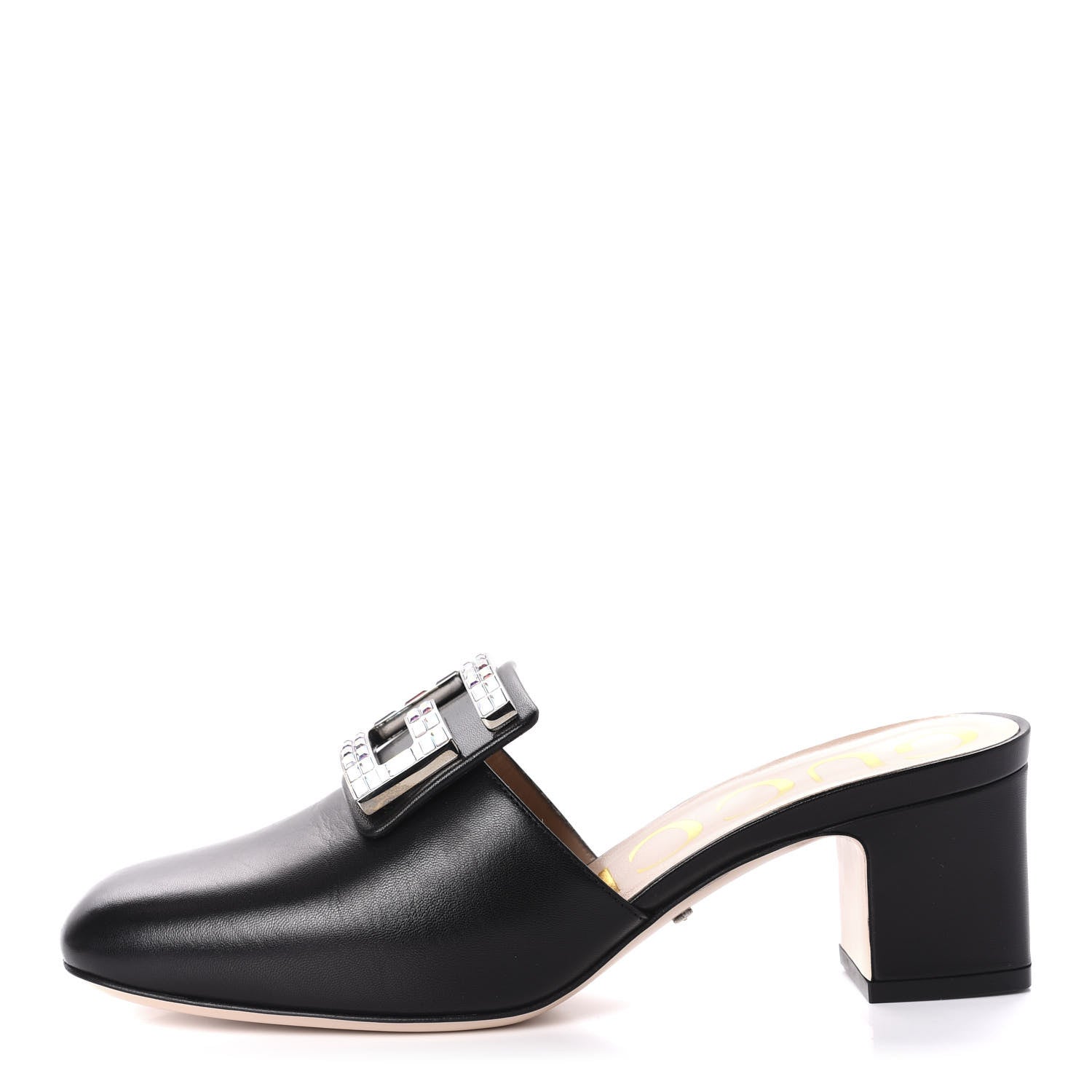 Gucci Malaga Kid Crystal Square G Madelyn Mules 36.5 Black 1 of 10