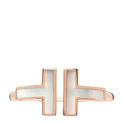 Tiffany 18K Rose Gold Mother of Pearl T Wire Ring 46 3.75 1 of 4