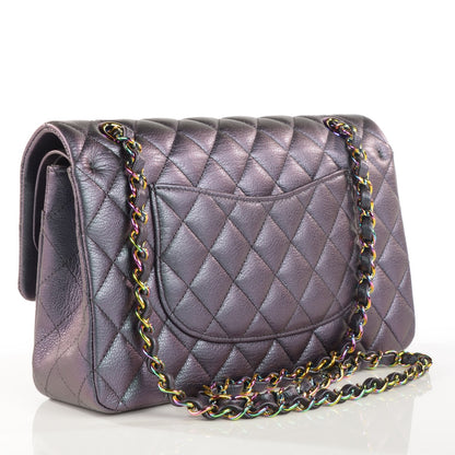 Chanel Iridescent Goatskin Quilted Medium Flap Purple 3 of 9