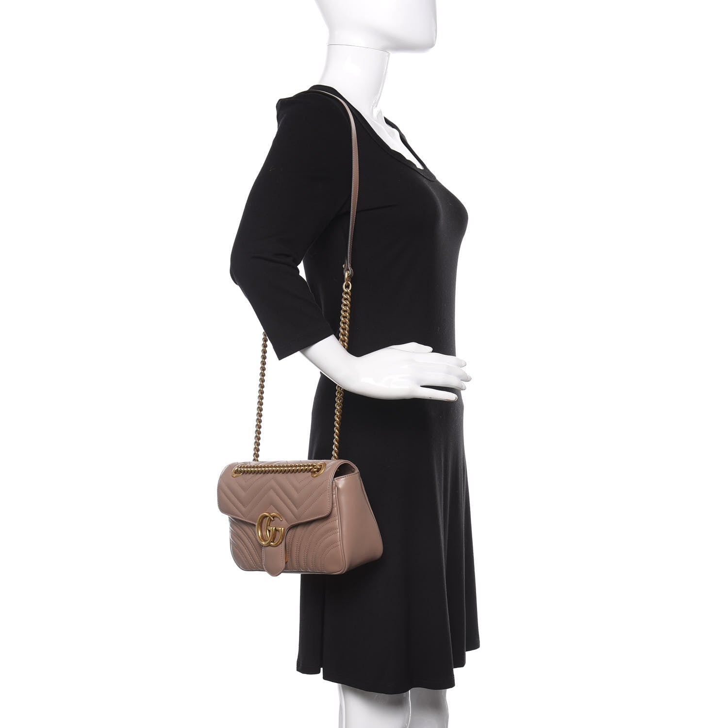 Gucci Calfskin Matelasse Small GG Marmont Shoulder Bag Porcelain Rose 2 of 10