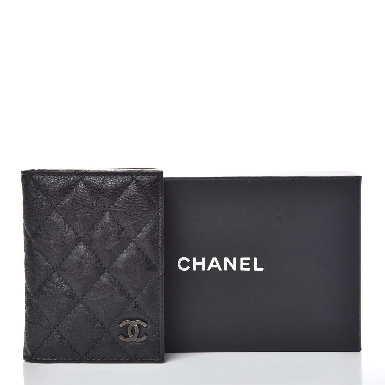 Chanel Crumpled Calfskin Quilted Card Holder Wallet So Black 8 of 10