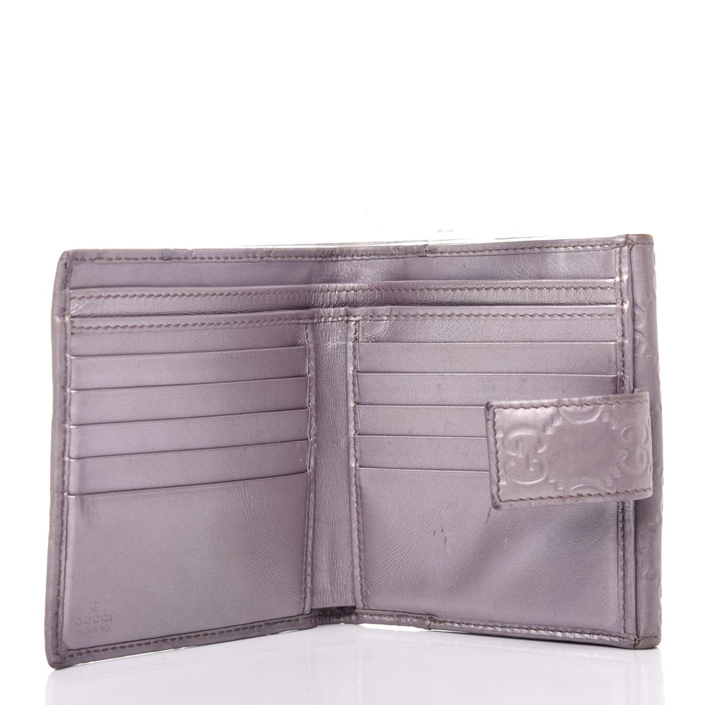 Metallic Soft Guccissima Lovely Heart French Flap Wallet Senanque
