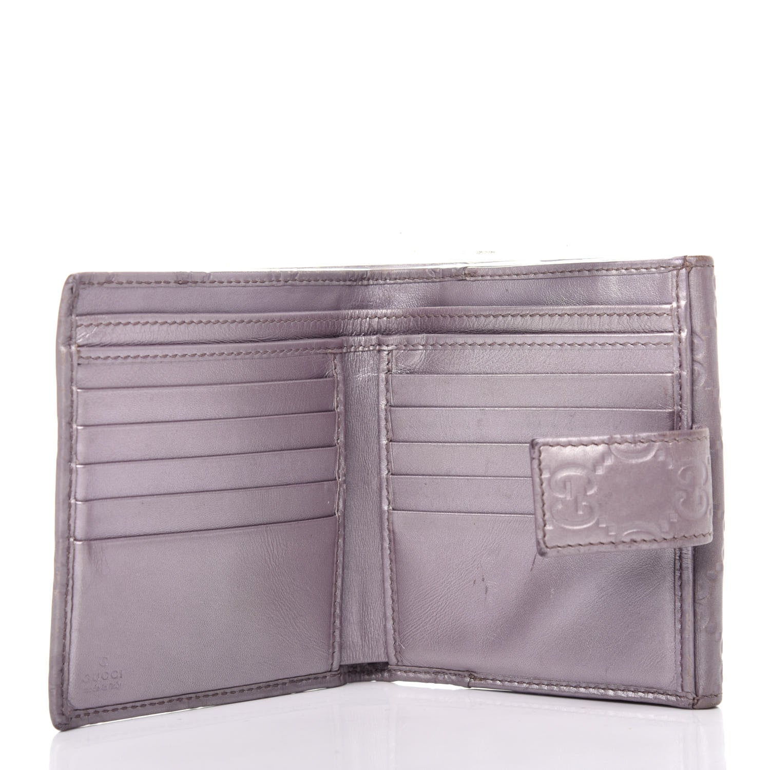 Gucci Metallic Soft Guccissima Lovely Heart French Flap Wallet Senanque 6 of 8