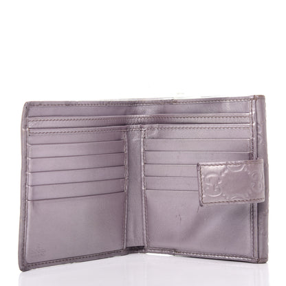 Gucci Metallic Soft Guccissima Lovely Heart French Flap Wallet Senanque 6 of 8